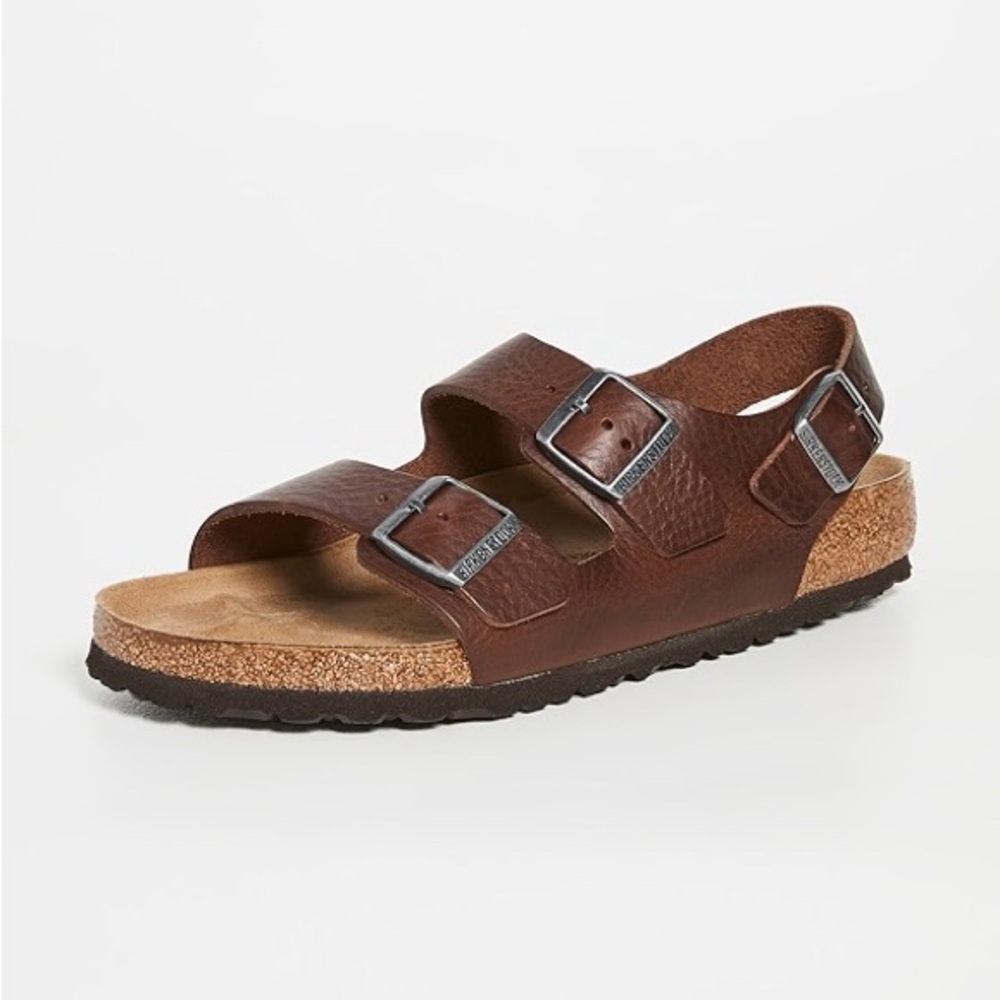 Birkenstock Men’s Milano Sandals in Brown Leather Size 46/US 13